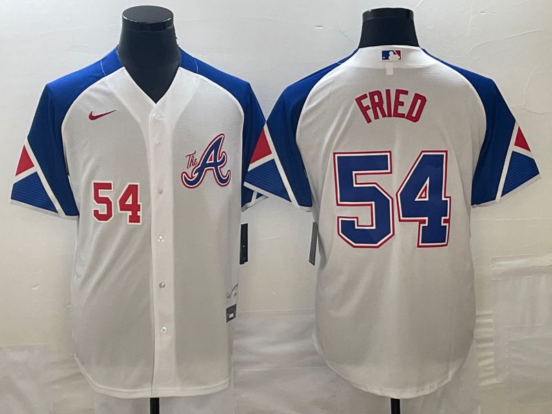 Men Atlanta Braves #54 Fried White City Edition 2024 Nike MLB Jersey style 3